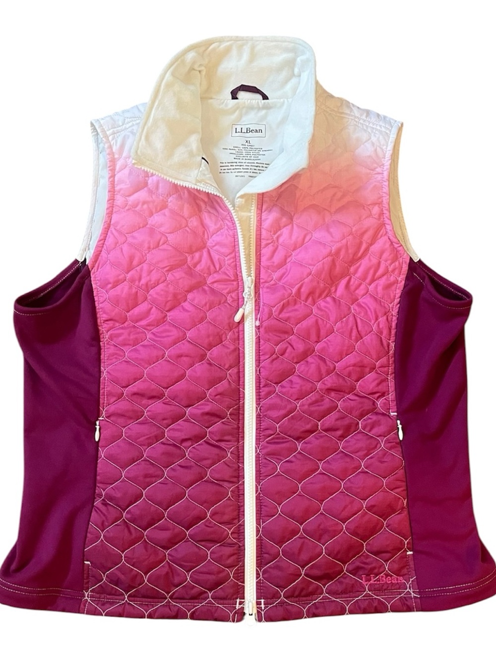 L.L. Bean Quilted Pink Ombre Lightweight Puffer Vest size XL